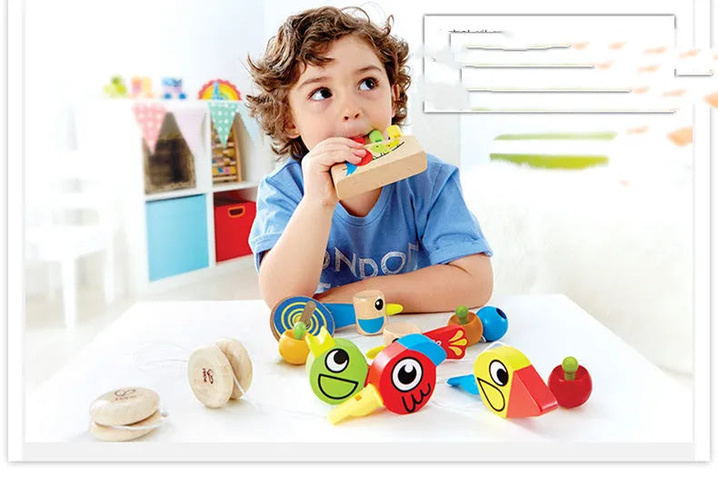 Wooden rainbow pan flute educational toy for baby early music play, beech type, colour box packaging