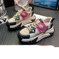Women's leather casual shoes with a thick wedge heel and lace-up front in four colour options.