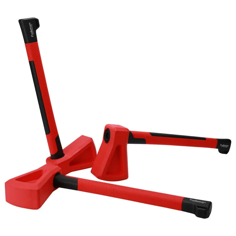 Red plastic home fitness axe measuring 45cm long for strength training exercises