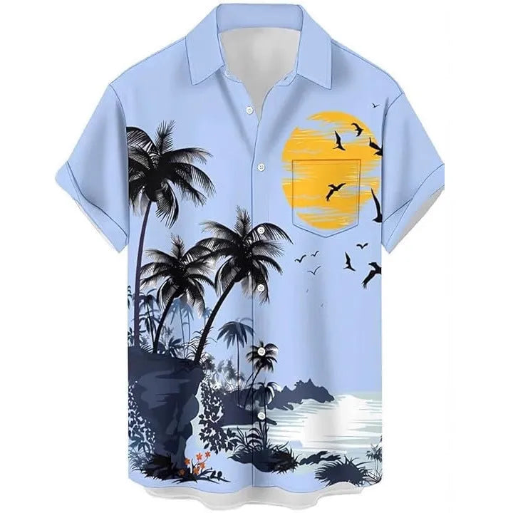 Men's slim fit camouflage short sleeve casual shirt in cardigan style