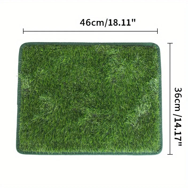 Artificial grass dog toilet training mat shown in three different sizes on a floor.