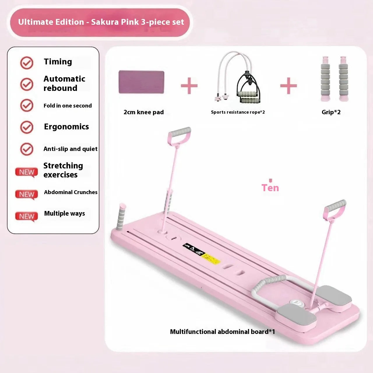Standard purple household fitness board with automatic rebound abdominal wheel for multi-functional exercise.