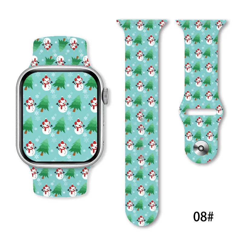 Christmas silicone watch strap in solid colour style 01, fitting 38-49mm watch cases with push-pin fitting
