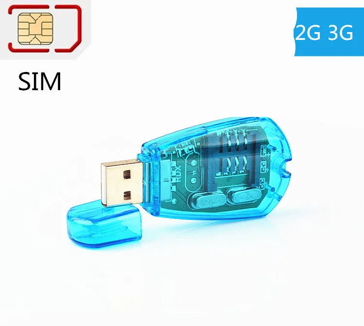 Blue USB external SIM card reader for mobile phone contact and SMS backup