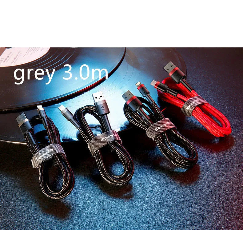 Red shell 1m 8PIN Lightning charging cable for Apple devices with black line on white background