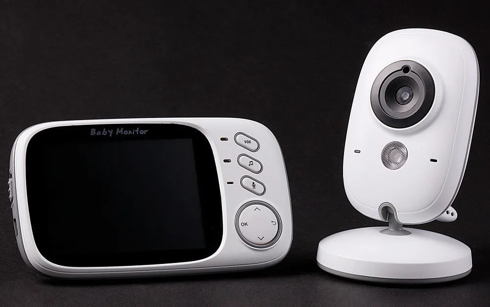 VB603 digital wireless baby monitor with camera, 3.2-inch colour parent unit, and power adapters