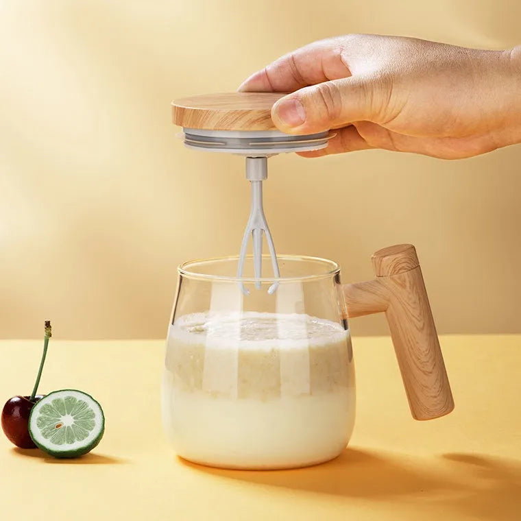 400ml clear borosilicate glass self stirring coffee mug with electric mixing base