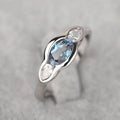 Women's geometric ellipse fashion ring with zircon stones and white gold plating
