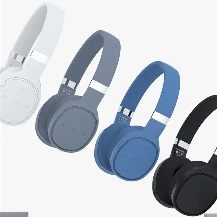 Wireless Bluetooth headset in black, blue, grey or white colours with over-ear design and 40mm speakers.