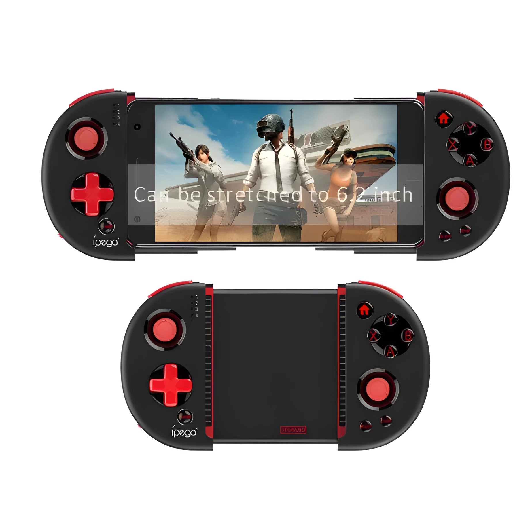 Red Samurai retractable Bluetooth game controller in black for smartphone mobile gaming