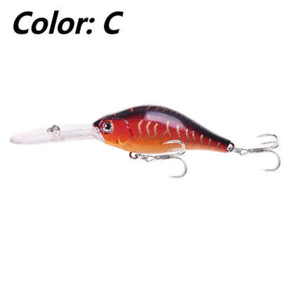 Fat Man Deep Diving Mino Lure crankbait in colour showing long diving lip and treble hooks.