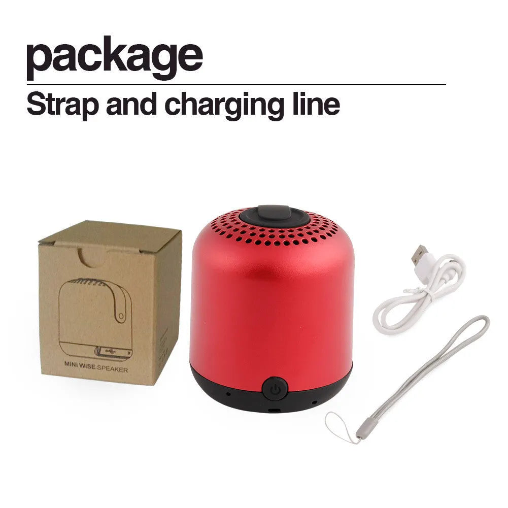 Hieha small cylindrical metal Bluetooth speaker in black, gold, pink, red or silver colour.