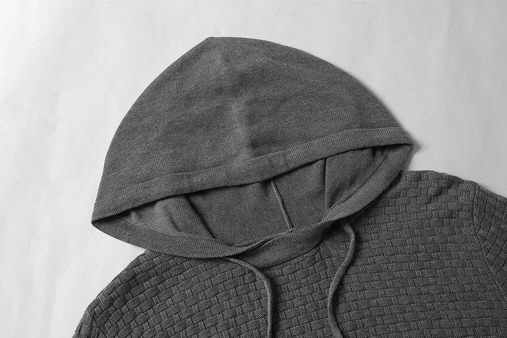 Men's hooded sweatshirt in a cotton-polyester blend available in multiple colours on a size chart