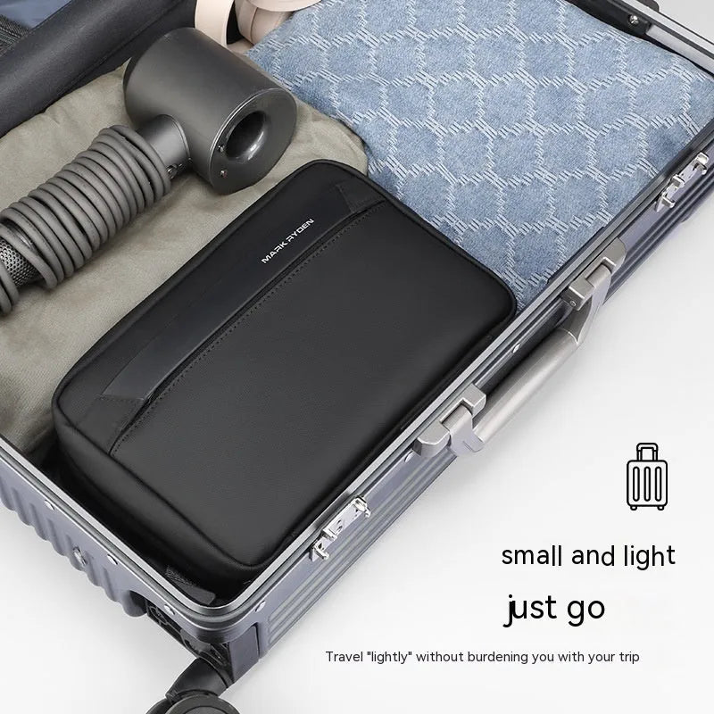 Oxford cloth multi-layer toiletries storage bag with wet dry separation compartments in graphite grey.