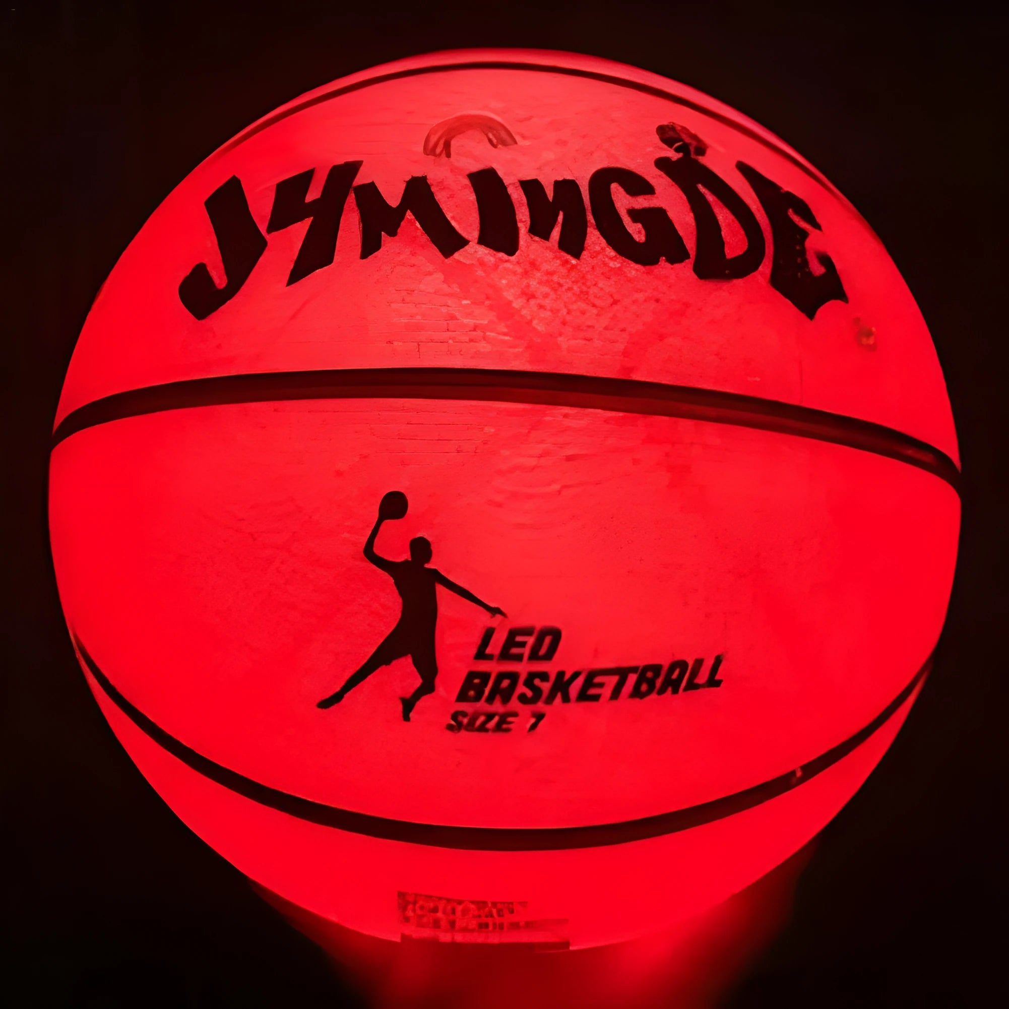 LED luminous basketball in red rubber with glow-in-the-dark feature for night play