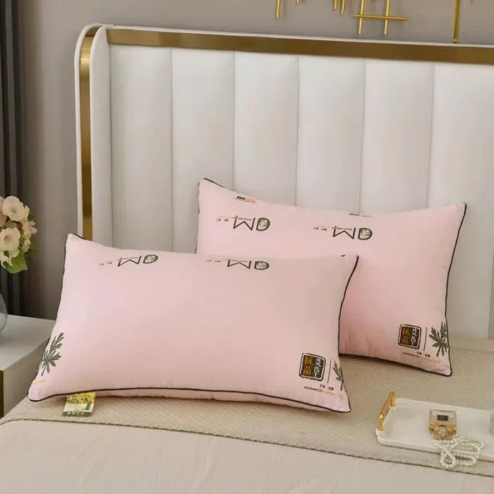 Polyester fibre pillow core for bedding in blue, grey, white, or argy wormwood print, shown in standard 48x74 cm size.