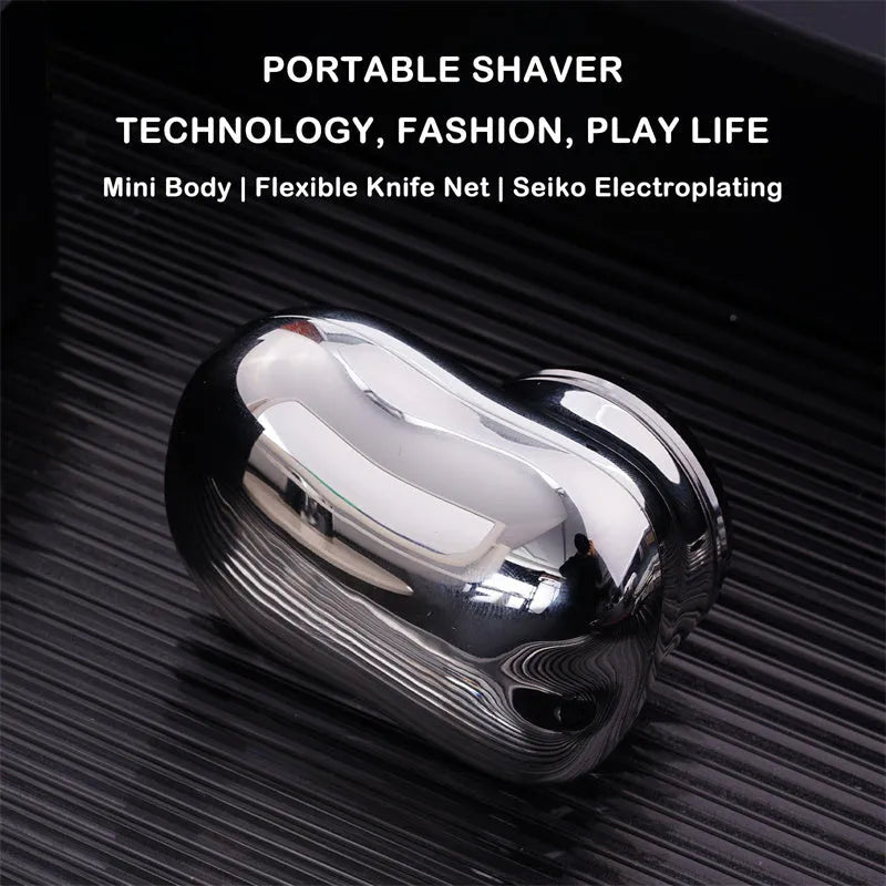 Mini portable rechargeable USB electric shaver with aluminium metal body and rotary 1-blade head