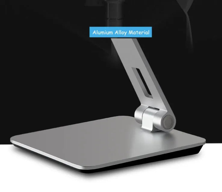 Aluminium foldable desktop phone and tablet stand with 360-degree rotation mechanism