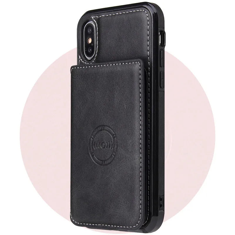 Imitation leather card wallet phone case for iPhone 11 in a choice of solid colours.