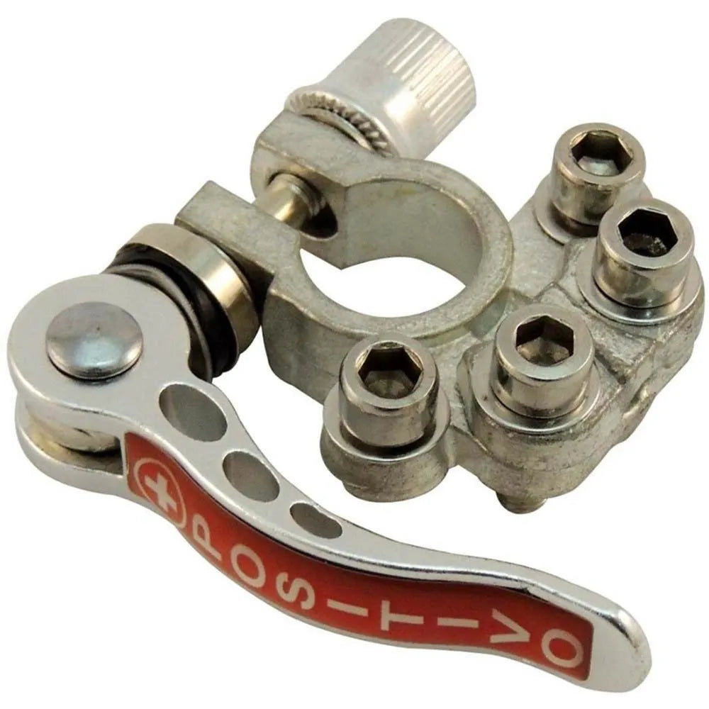 Cast pure copper car battery valve with tin-plated finish on white background