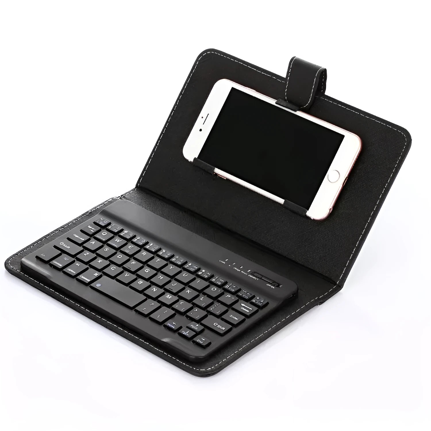 Bluetooth keyboard case protective cover for tablets and mobile phones showing wireless keyboard integrated with device case