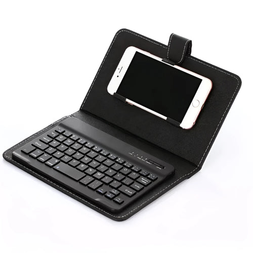 Bluetooth keyboard case protective cover for tablets and mobile phones showing wireless keyboard integrated with device case
