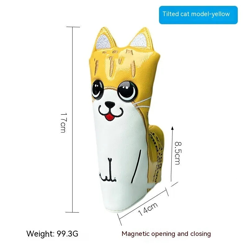 Colourful golf putter sleeve for straight bars with novelty designs and waterproof PU construction