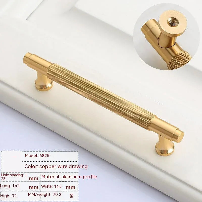 European style brushed brass aluminium wardrobe handle with multiple hole spacing options