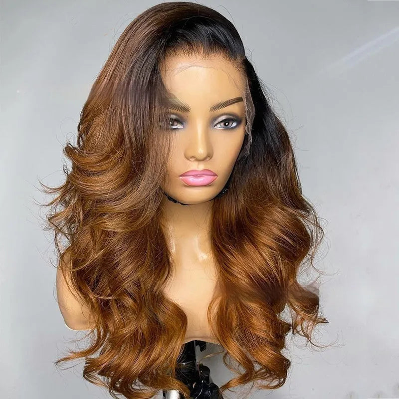 Human hair gradient colour lace front wig showing natural-looking hairline and length options