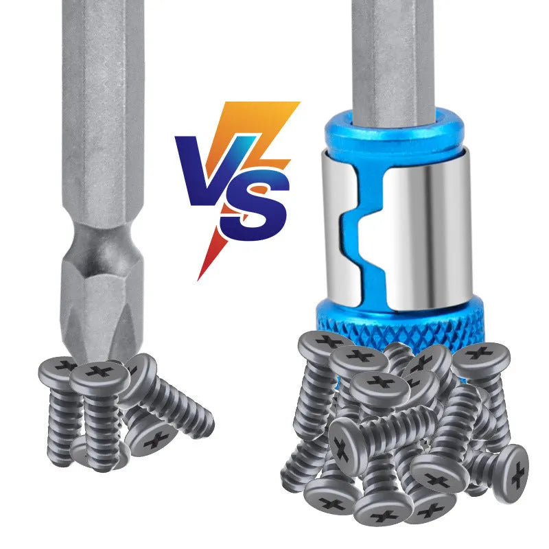 Light blue magnetic screwdriver bit with ring for metric slotted screws