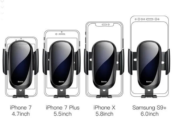 Universal smart car bracket holding phone, available in black, blue and silvery colours