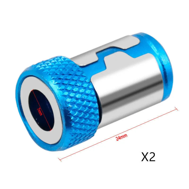 Light blue magnetic screwdriver bit with ring for metric slotted screws