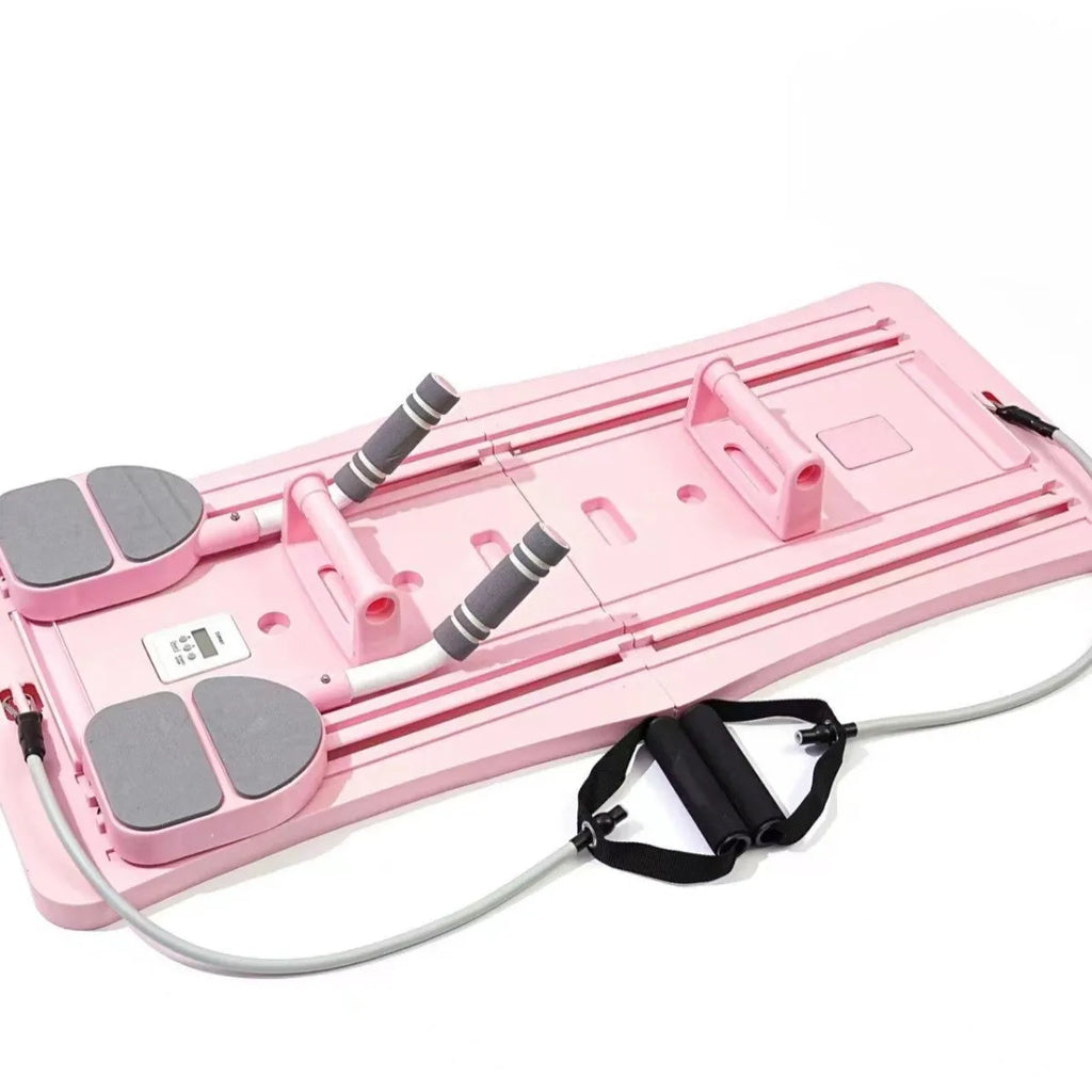 Portable foldable belly panel fitness equipment in purple, black and pink colours