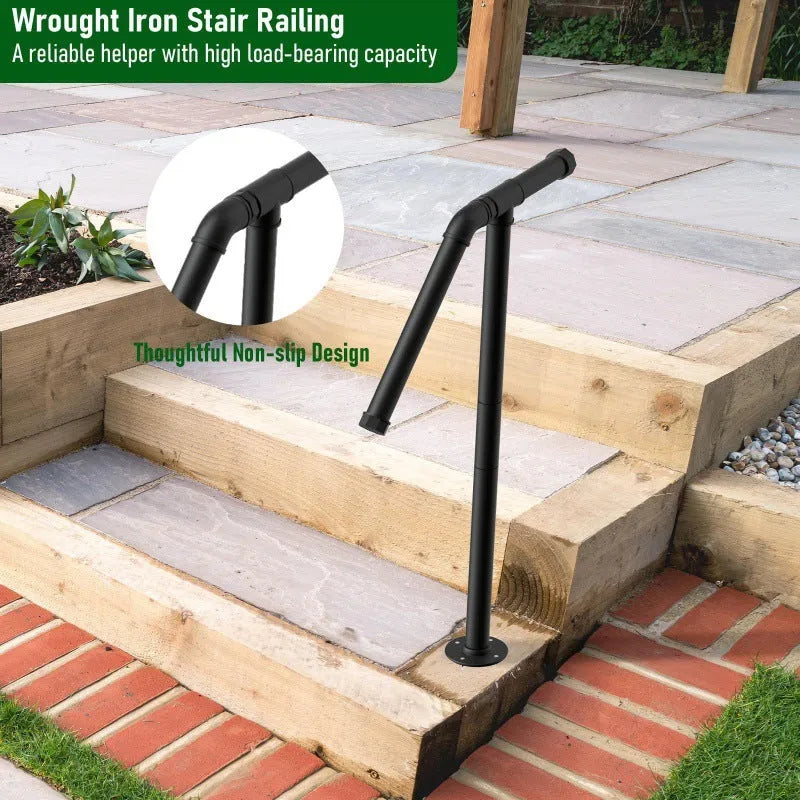 Black metal ladder support in American minimalist design for step ladder stabilisation