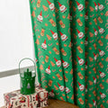 Green and red snowman angel print Christmas curtain with windproof semi-sun shade function