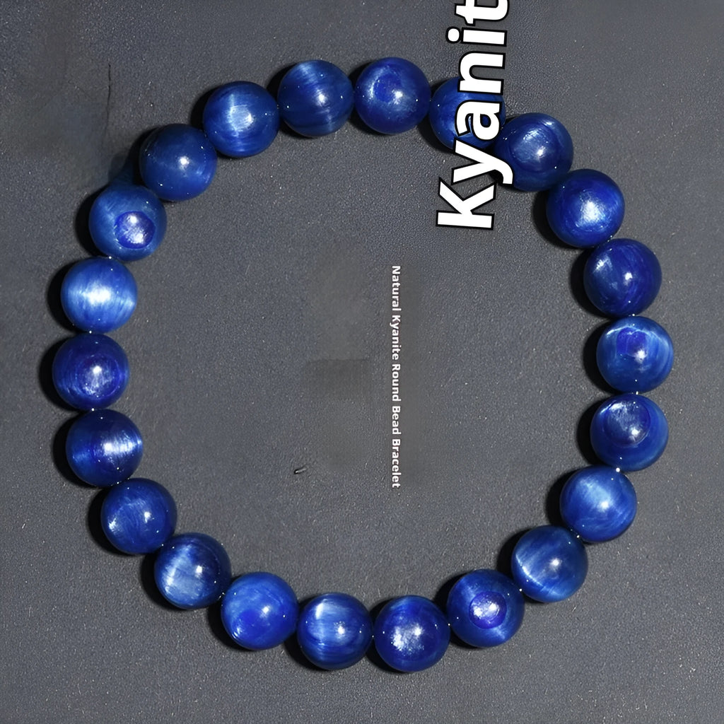 Blue crystal bracelet with spherical beads and Ruyi elements, polished 7A grade material