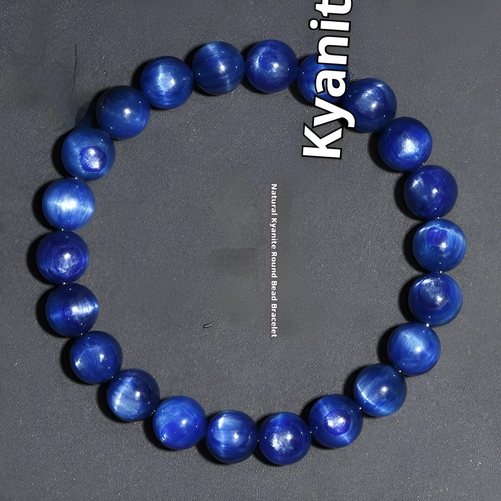 Blue crystal bracelet with spherical beads and Ruyi elements, polished 7A grade material