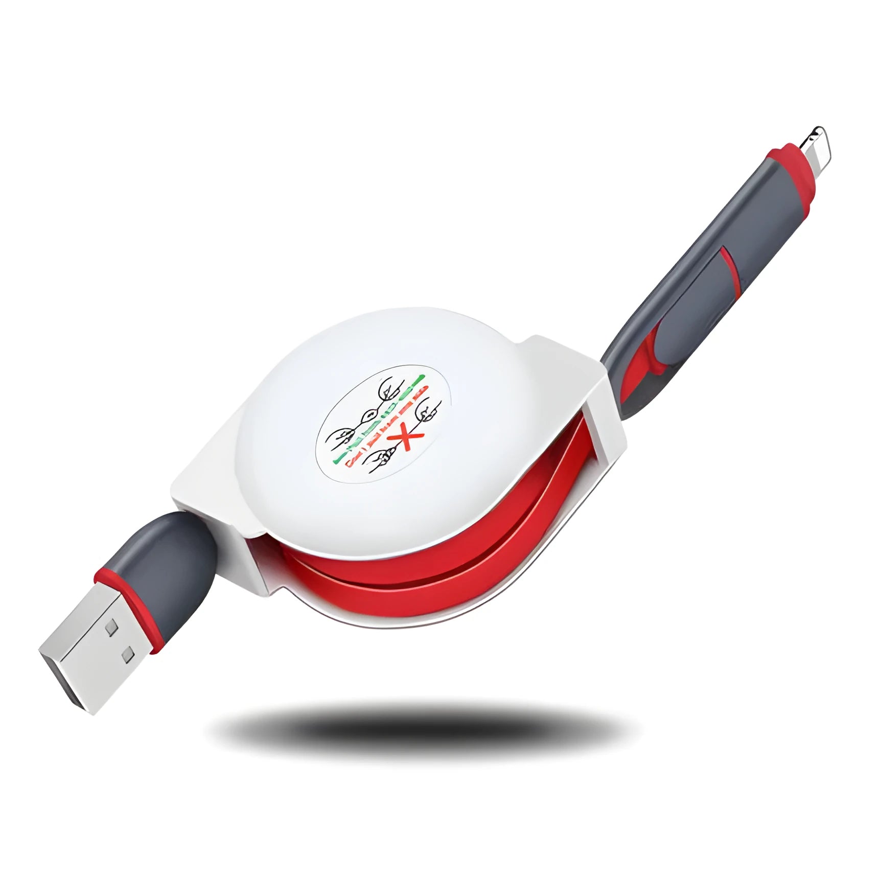 Telescopic charging cable extended to 120 cm with 3-in-1 connectors in multiple colour options