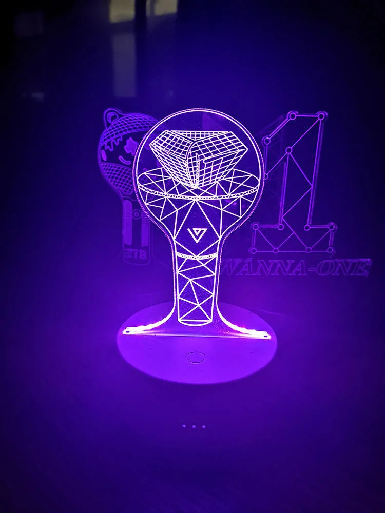 Clear acrylic stand with BTS Light 101 style, tower and gem options, 100-240V voltage support
