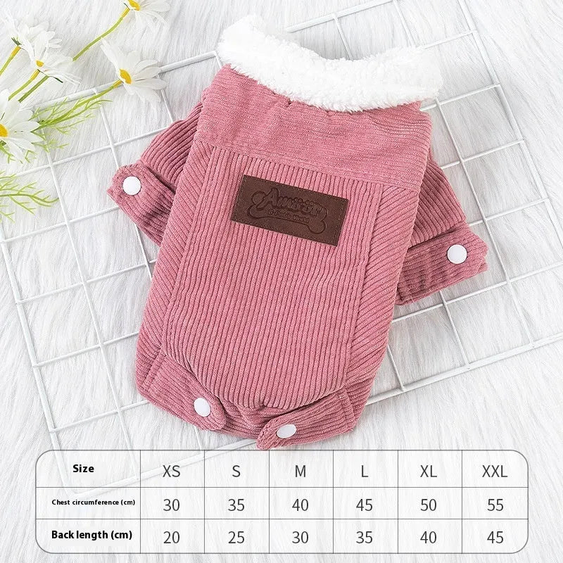 Grey lambswool lined pet vest with fleece padding for dog winter clothing