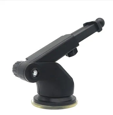 Universal car phone bracket with telescopic adjustment rod mounted on dashboard