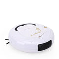 Blue robotic vacuum cleaner on a wooden floor next to its charging cable and accessories.