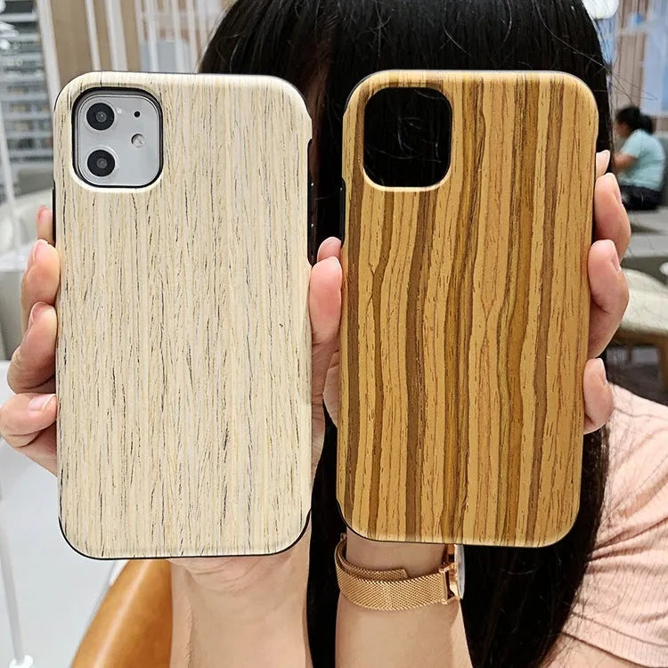 Wooden bamboo iPhone case back cover in rosewood, teak, black rose, and walnut colours