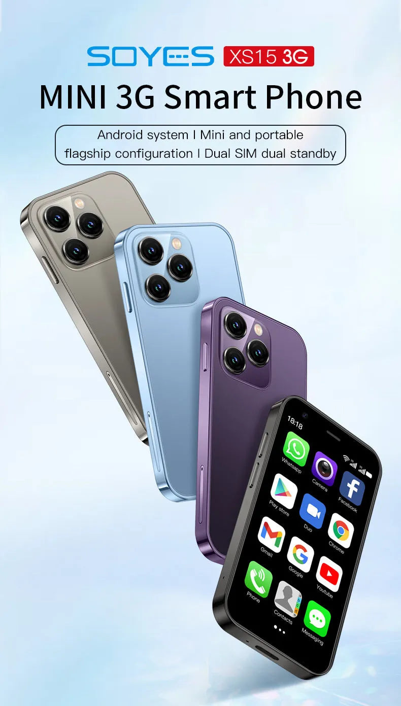 S23PRO & XS15 mini smartphone in black, green or pink purple colours with straight plate design