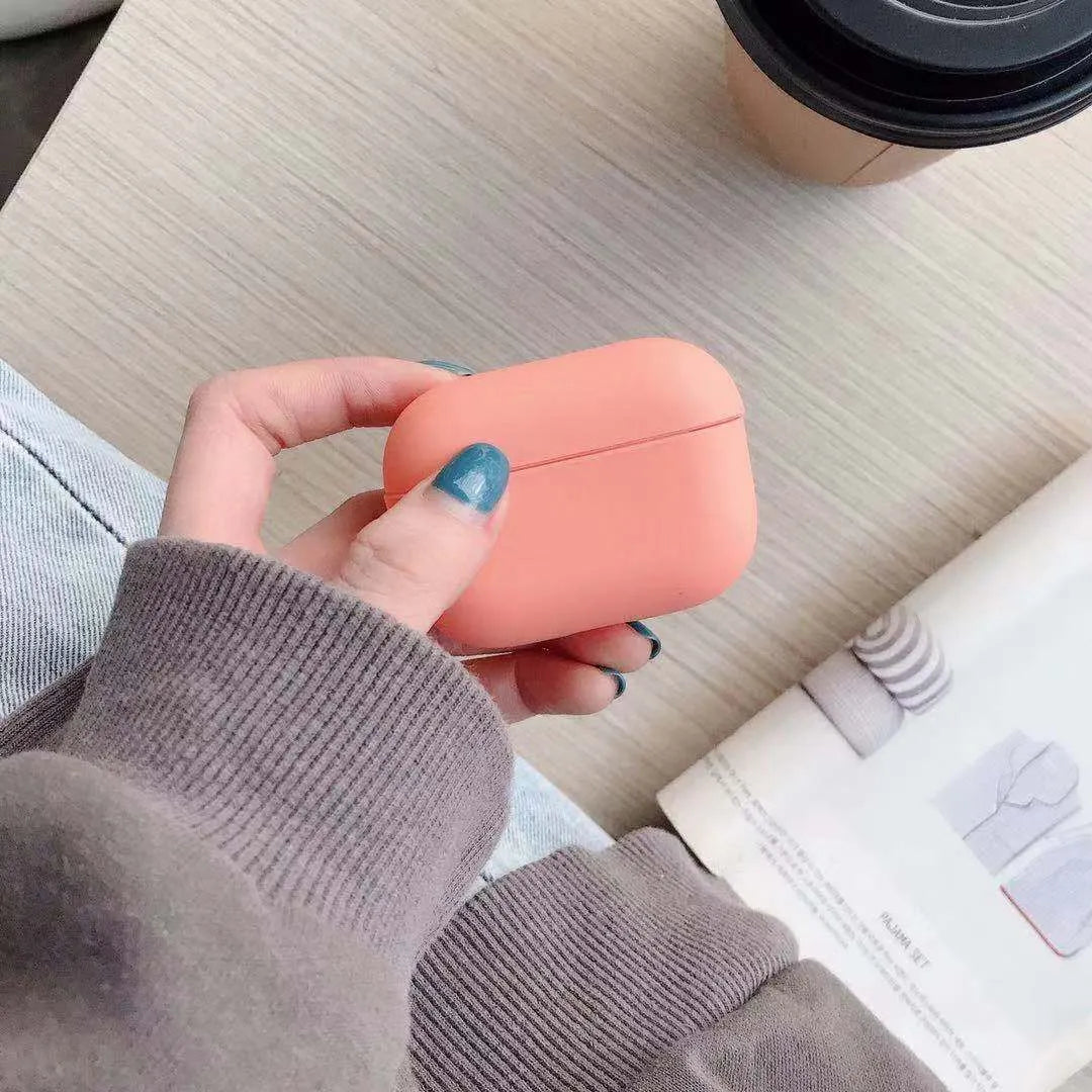 Plastic protective case for Apple AirPods Pro headphones shown in multiple colour options.