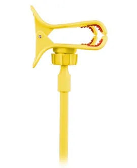 Black universal phone holder with long 70cm flexible arm and V-type clip, mounted on a bed frame.