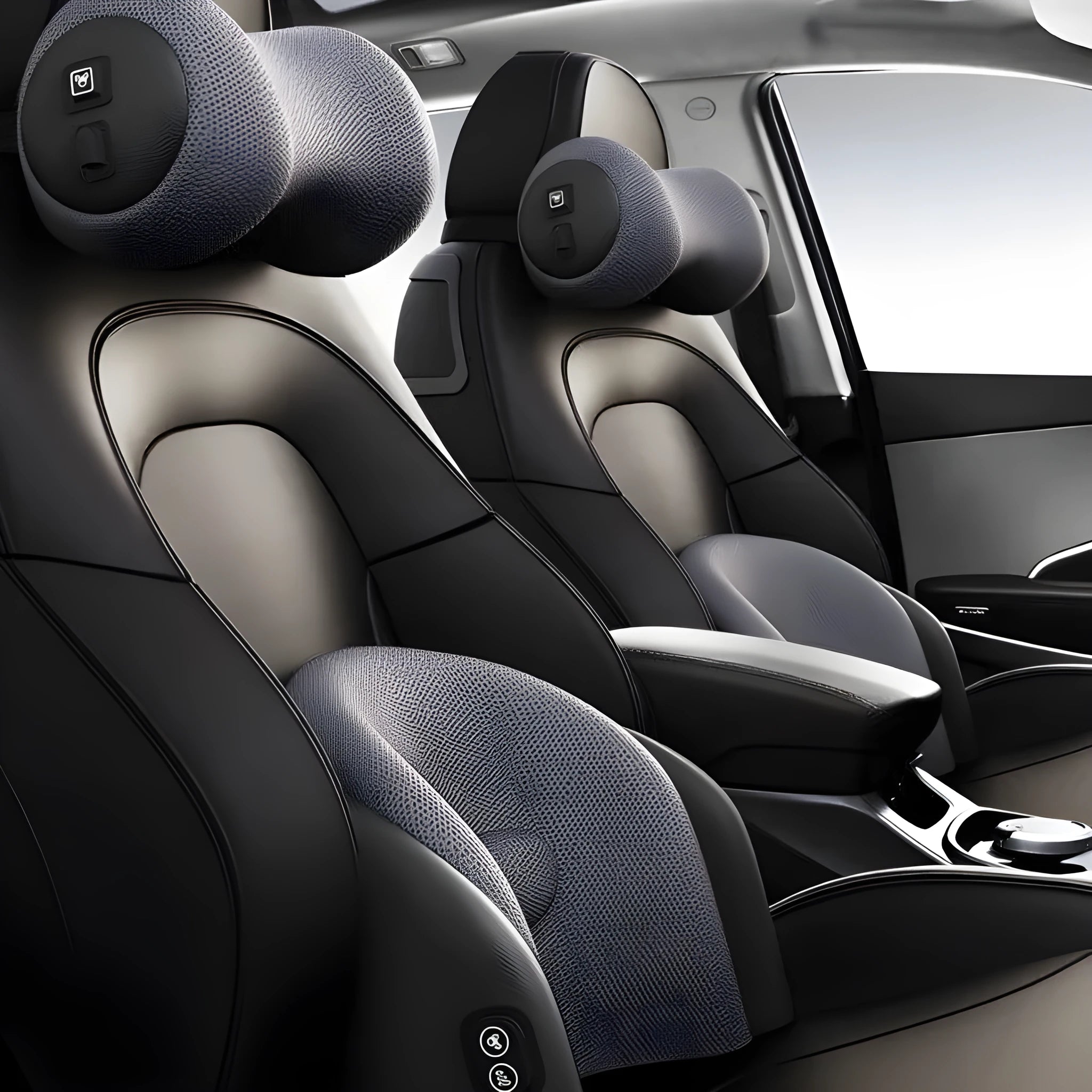 Car massage cushion with memory cotton construction and electric massage function for neck and waist support