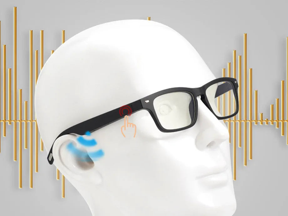 Smart glasses with Bluetooth audio functionality and semi-open ear design for situational awareness