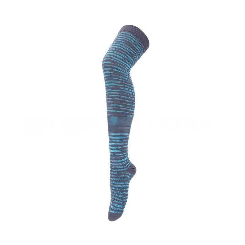 Outdoor sports running cycling long compression socks knee high quick dry polyester in multiple colours