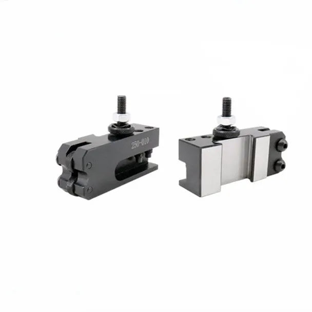 Machifit 250-000 steel quick change tool post and lathe tool holders on a workshop bench